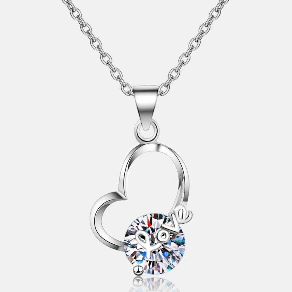 2 Carat Moissanite Heart 925 Sterling Silver Necklace - Swiss Jewellers