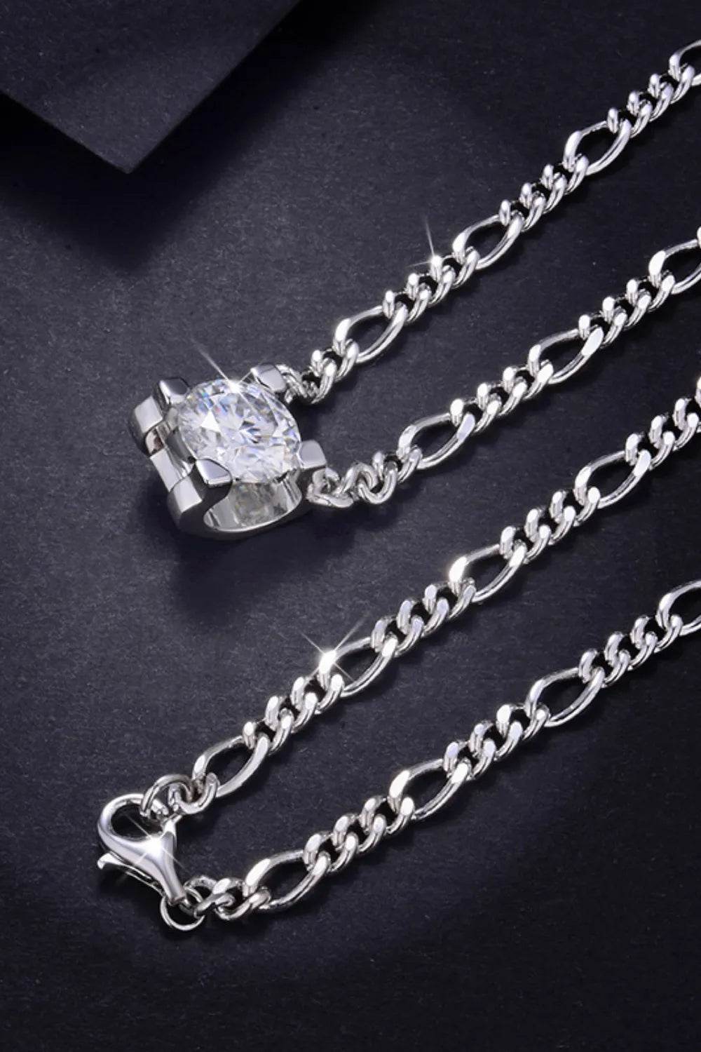2 Carat Moissanite 925 Sterling Silver Pendant Necklace - Swiss Jewellers