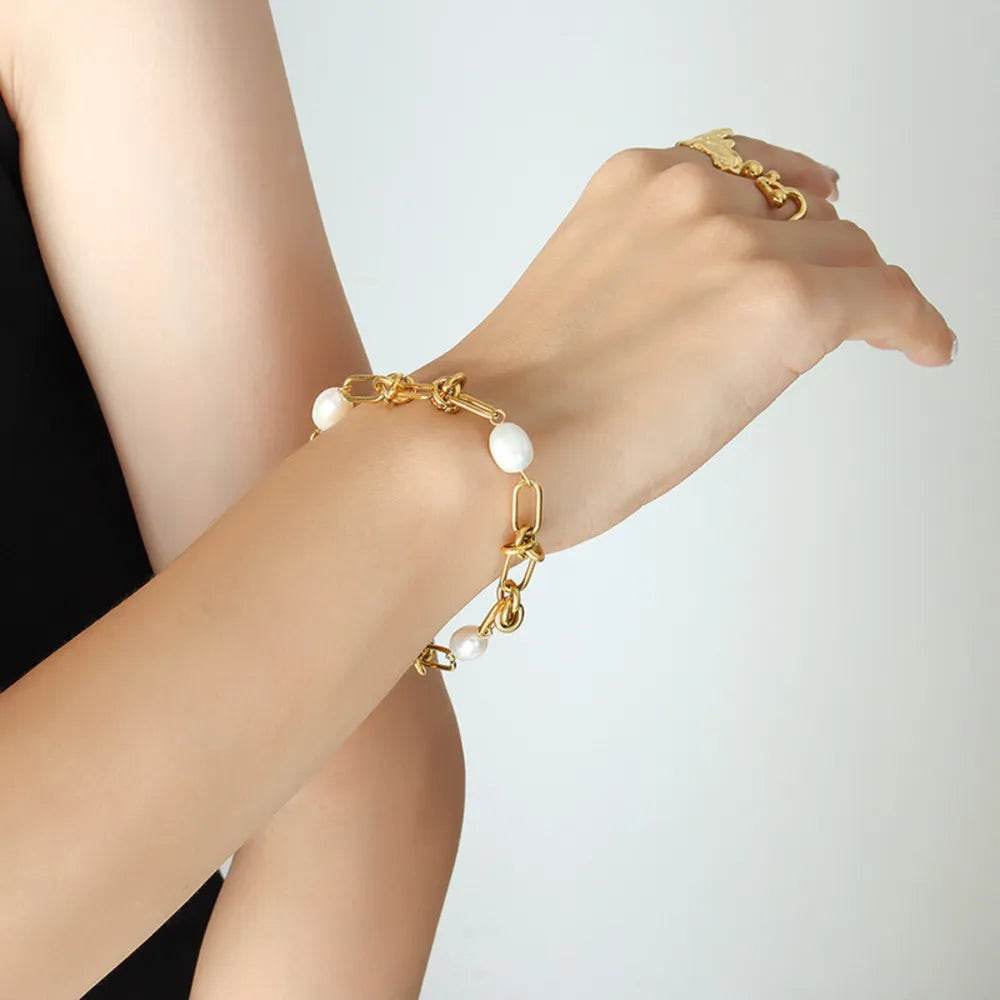 Freshwater Pearl Titanium Steel Bracelet - Swiss Jewellers