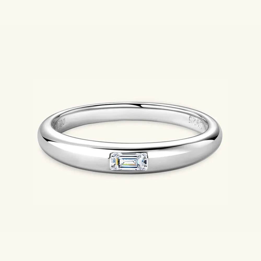 925 Sterling Silver Inlaid Moissanite Ring - Swiss Jewellers