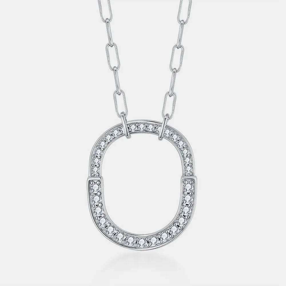 925 Sterling Silver Inlaid Moissanite Pendant Necklace - Swiss Jewellers