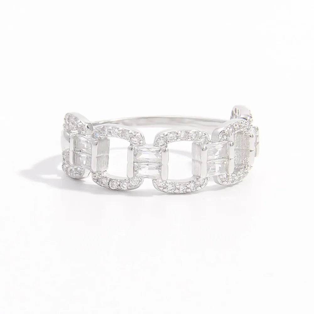925 Sterling Silver Zircon Cutout Ring - Swiss Jewellers