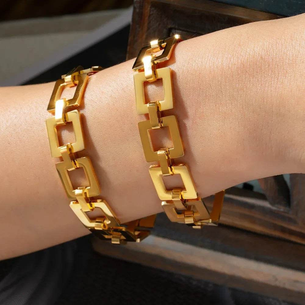 Titanium Steel Hollow Square Chain Bracelet - Swiss Jewellers