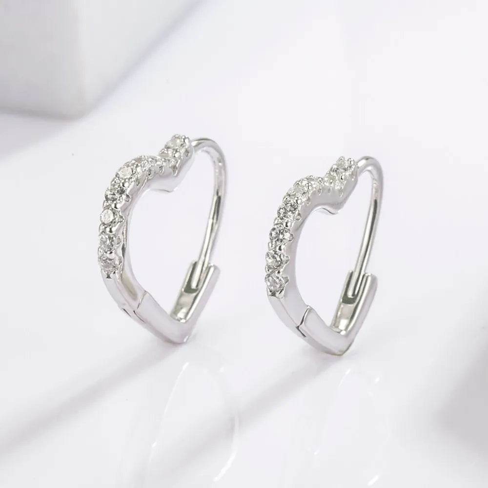 925 Serling Silver Zircon Heart Shape Earrings - Swiss Jewellers