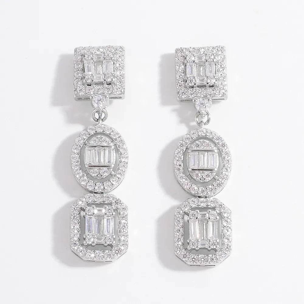 925 Sterling Silver Inlaid Zircon Earrings - Swiss Jewellers