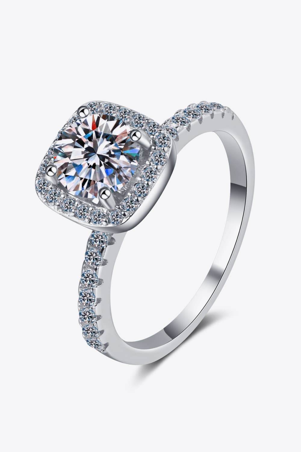 2 Carat Moissanite Square Halo Ring - Swiss Jewellers