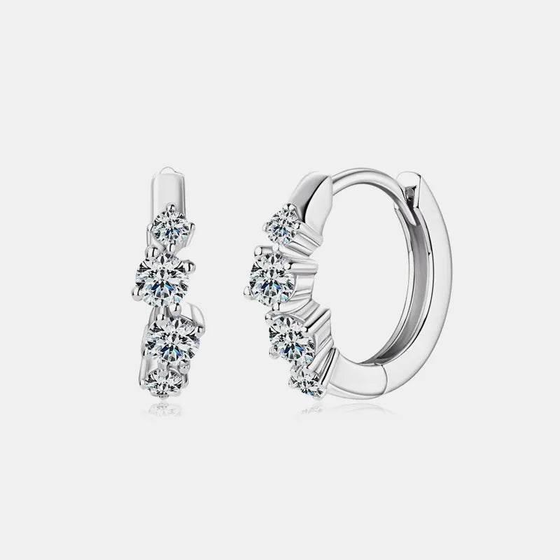 925 Sterling Silver Moissanite Huggie Earrings - Swiss Jewellers