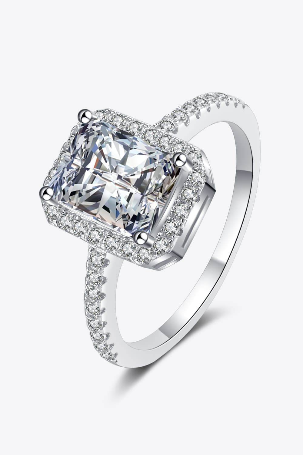 2 Carat Moissanite 925 Sterling Silver Halo Ring - Swiss Jewellers