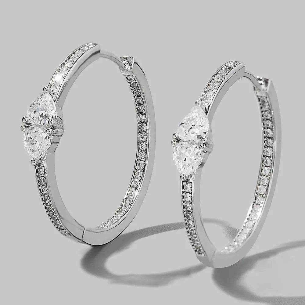 Inlaid Zircon 925 Sterling Silver Earrings - Swiss Jewellers