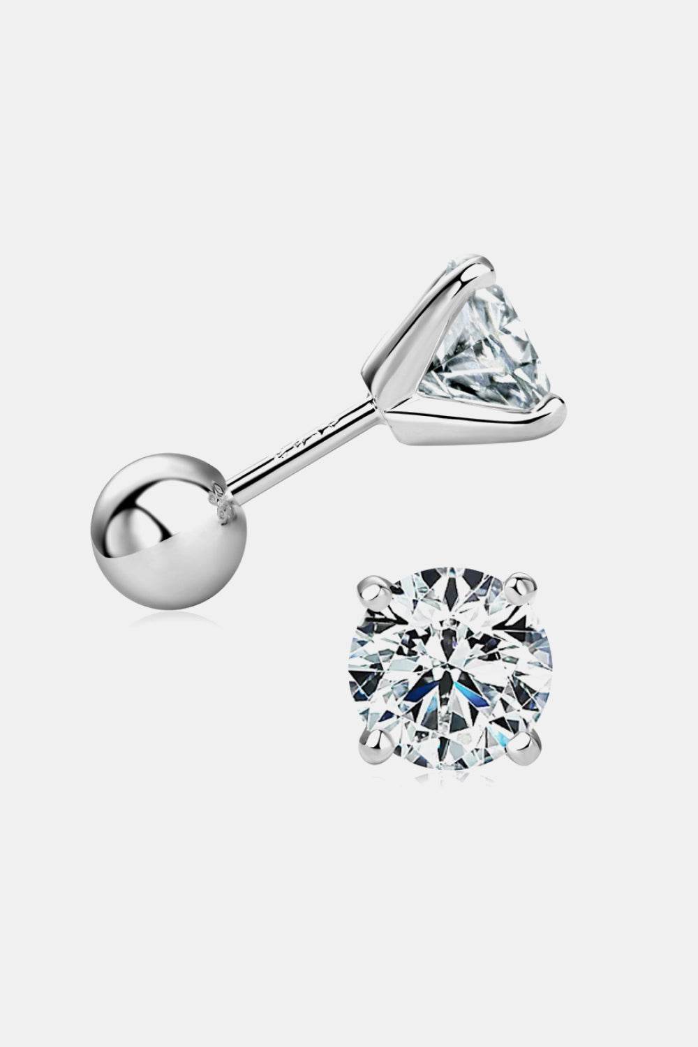 2 Carat Moissanite 925 Sterling Silver Stud Earrings - Swiss Jewellers