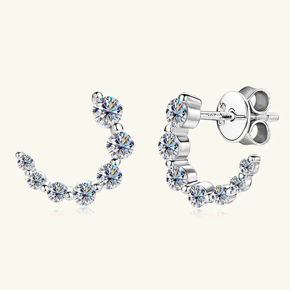 925 Sterling Silver Inlaid Moissanite Stud Earrings - Swiss Jewellers