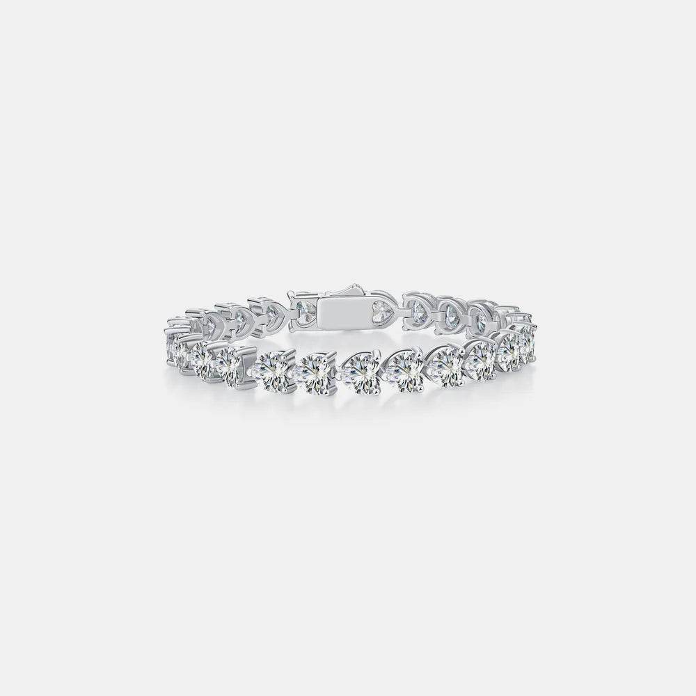 24 Carat Moissanite 925 Sterling Silver Heart Bracelet - Swiss Jewellers