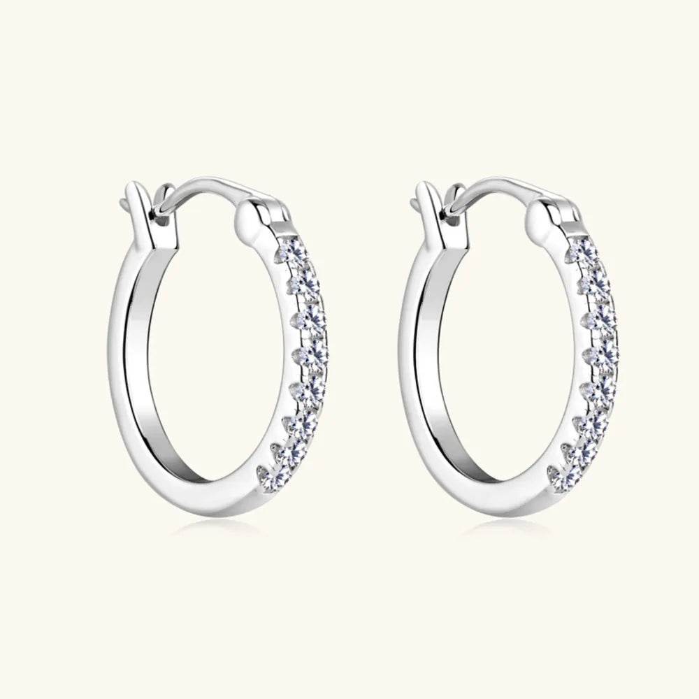 925 Sterling Silver Moissanite Huggie Earrings - Swiss Jewellers
