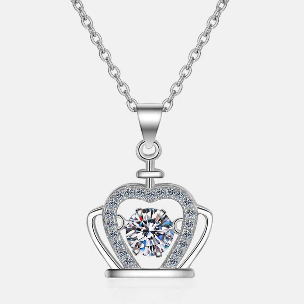 Moissanite Crown 925 Sterling Silver Necklace - Swiss Jewellers