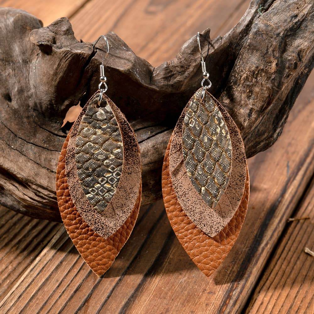 PU Leather Drop Earrings - Swiss Jewellers