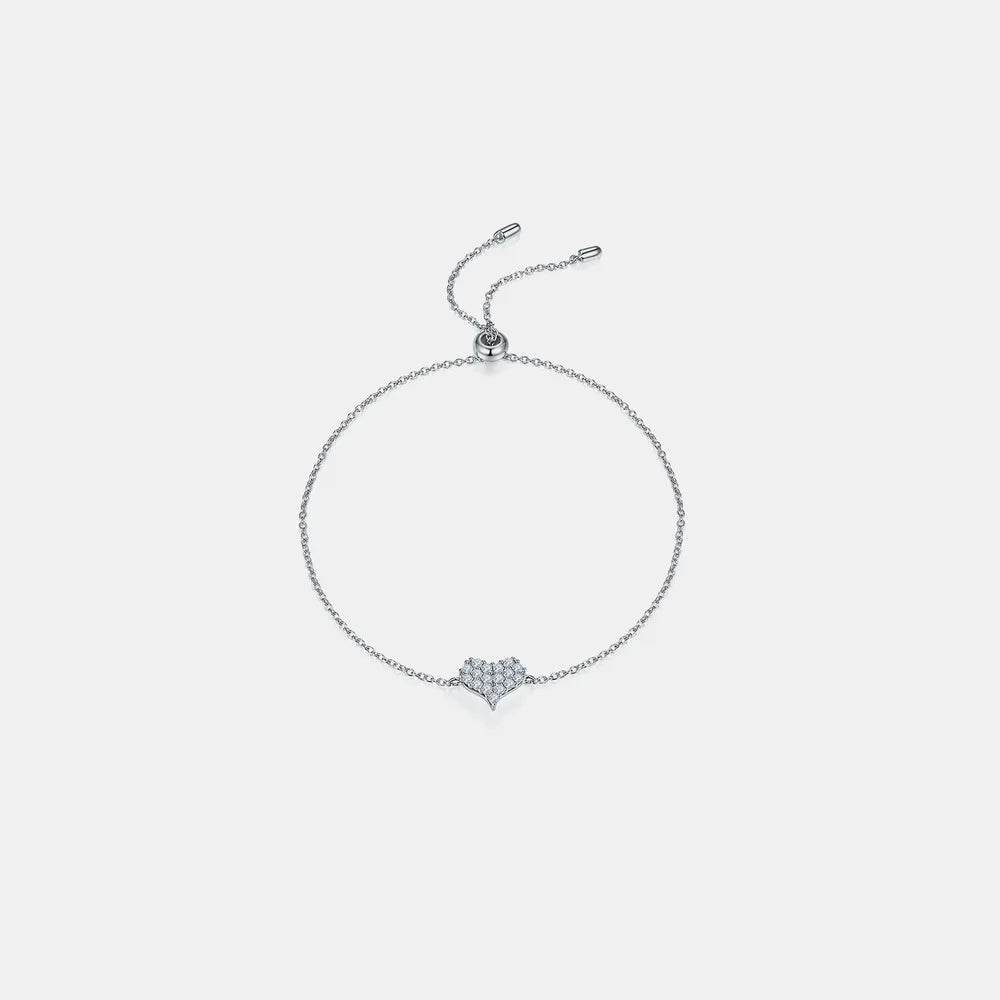Moissanite 925 Sterling Silver Heart Bracelet - Swiss Jewellers
