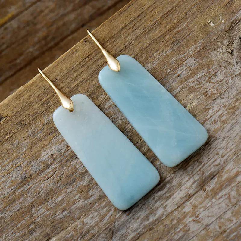 Natural Stone Geometric Shape Earrings - Swiss Jewellers