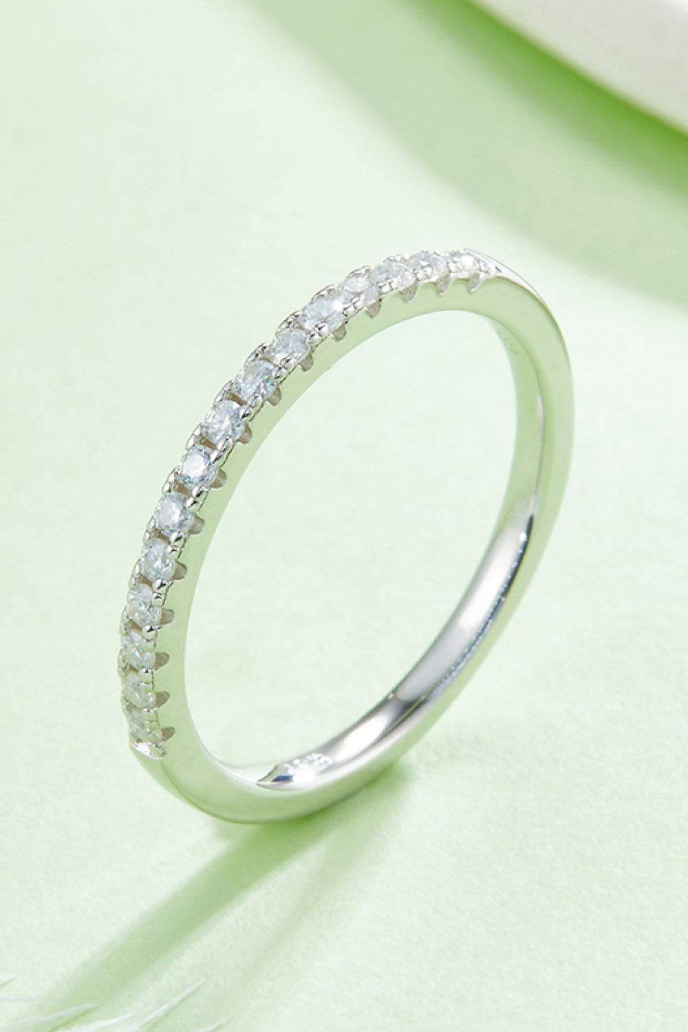 Moissanite Platinum-Plated Half-Eternity Ring - Swiss Jewellers