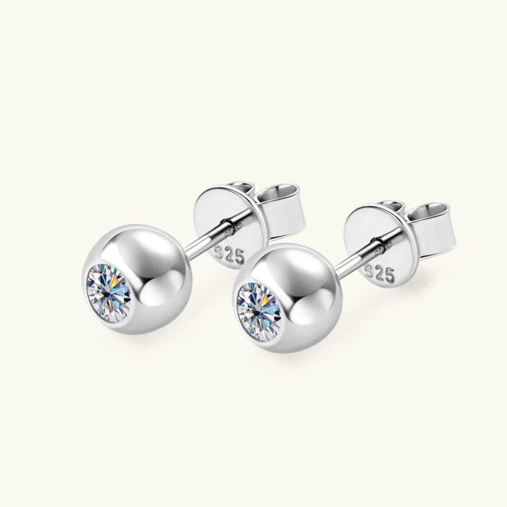 Moissanite 925 Sterling Silver Stud Earrings - Swiss Jewellers