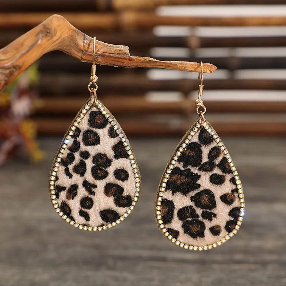 Zircon PU Leopard Teardrop Earrings - Swiss Jewellers