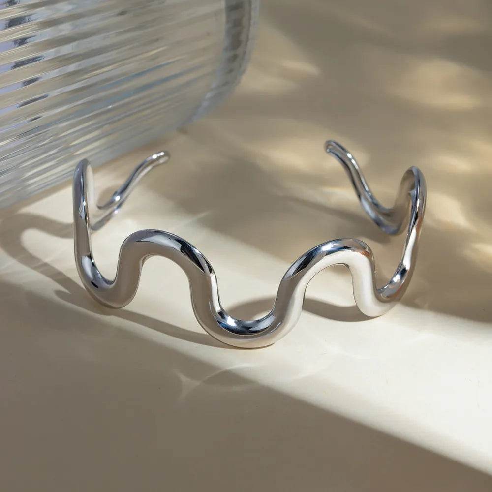 Stainless Steel Wave Shape Bracelet - Swiss Jewellers