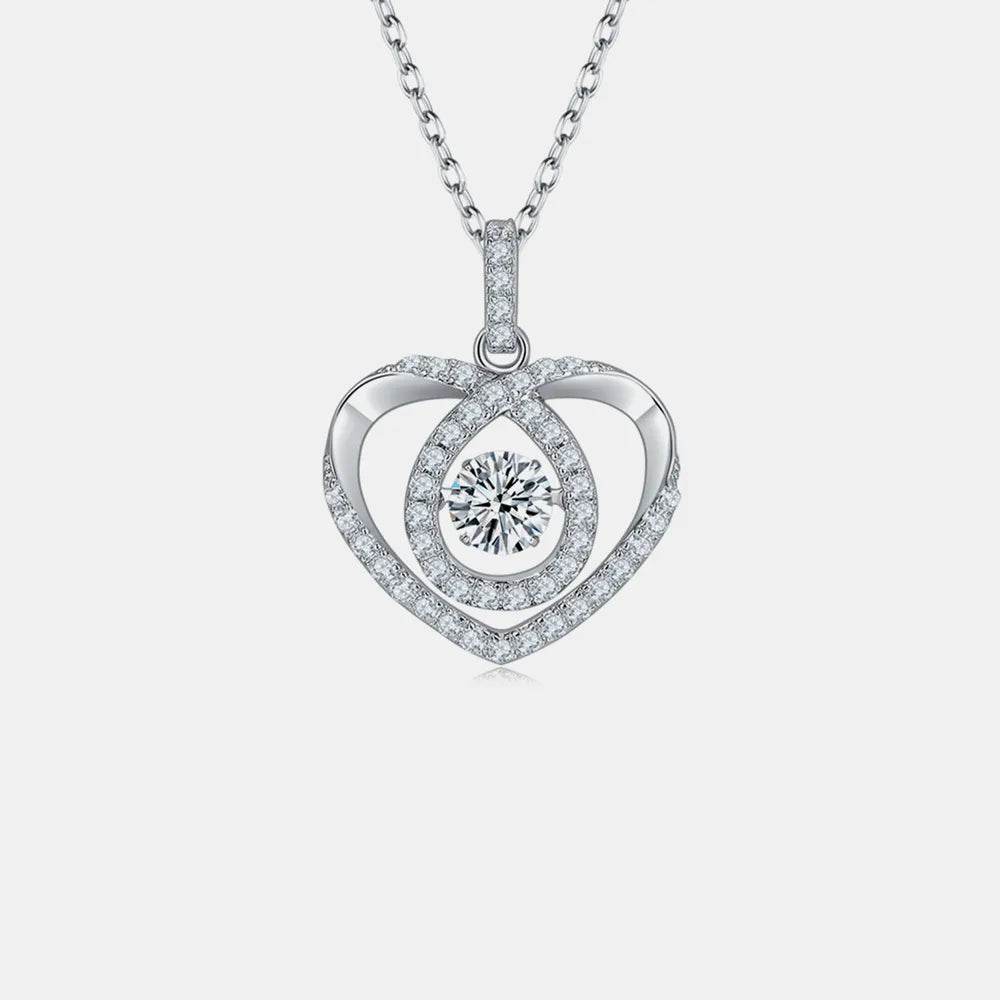 Moissanite 925 Sterling Silver Heart Shape Necklace - Swiss Jewellers