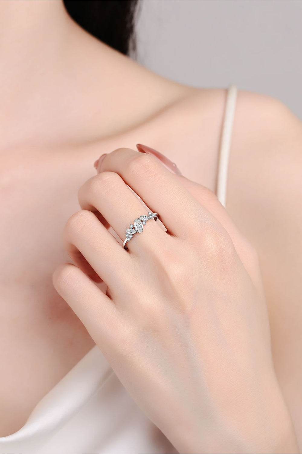 Adored Moissanite Rhodium-Plated Ring - Swiss Jewellers