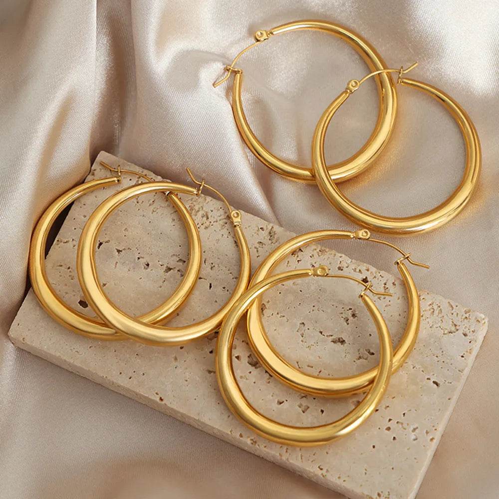 18K Gold-Plated Hoop Earrings - Swiss Jewellers