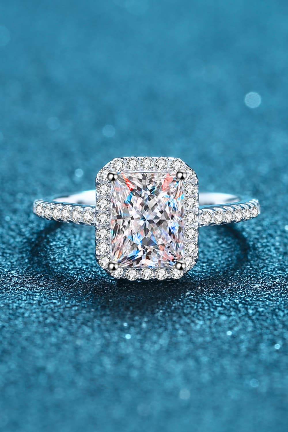 2 Carat Moissanite 925 Sterling Silver Halo Ring - Swiss Jewellers