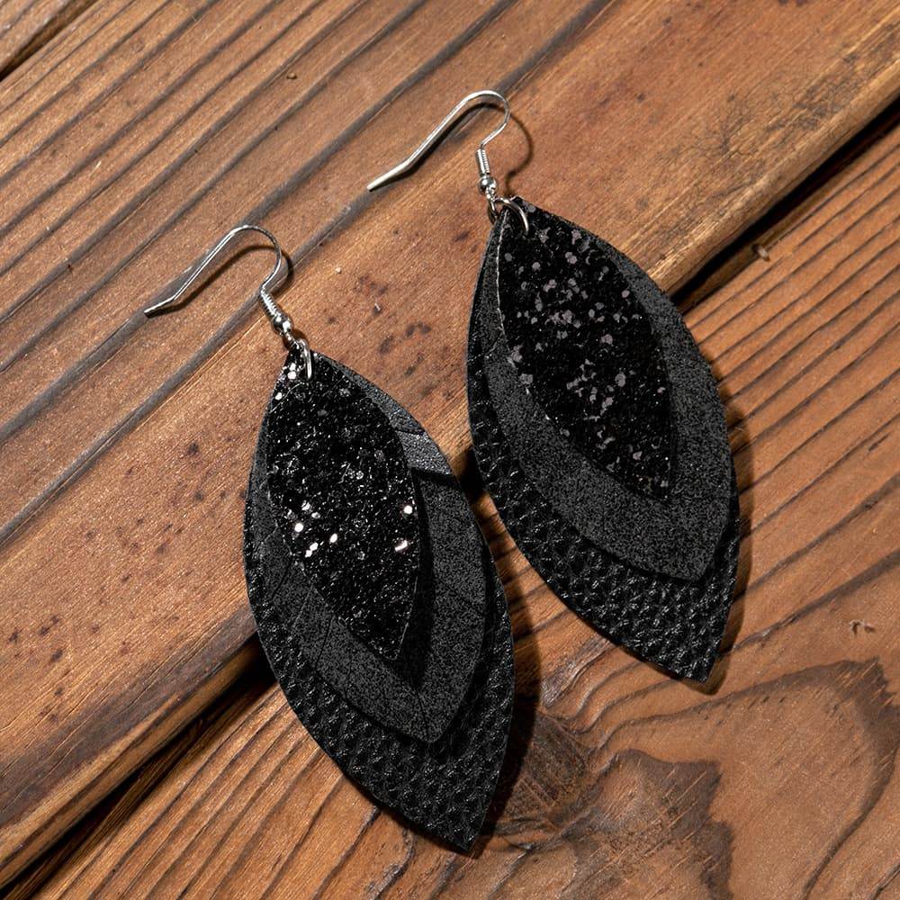 PU Leather Drop Earrings - Swiss Jewellers