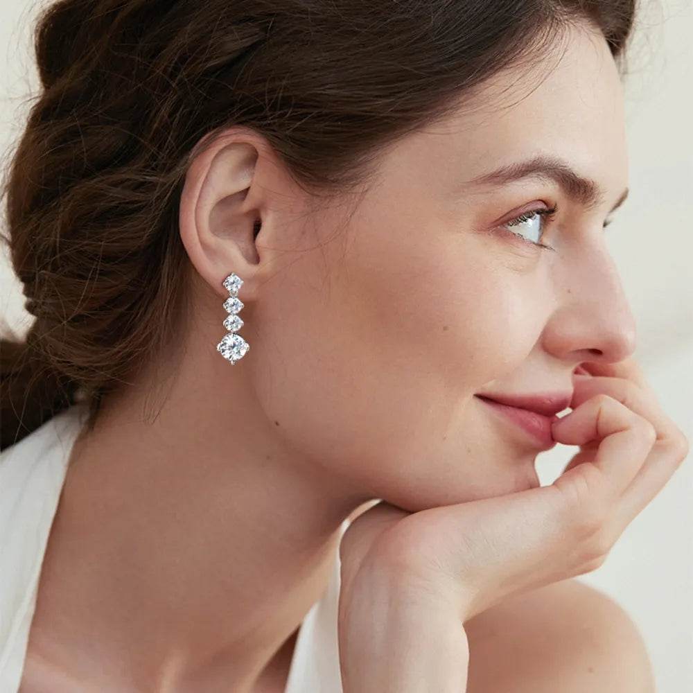 4 Carat Moissanite 925 Sterling Silver Earrings - Swiss Jewellers