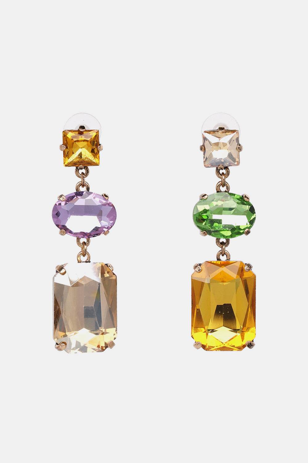 Geometrical Shape Glass Dangle Earrings - Swiss Jewellers