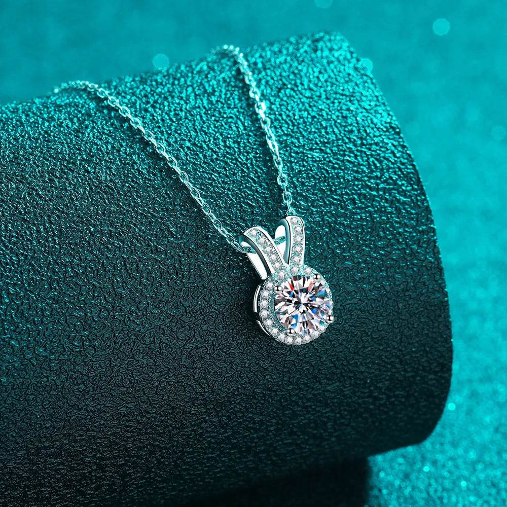 1 Carat Moissanite Rabbit Ears Shape Pendant Necklace - Swiss Jewellers