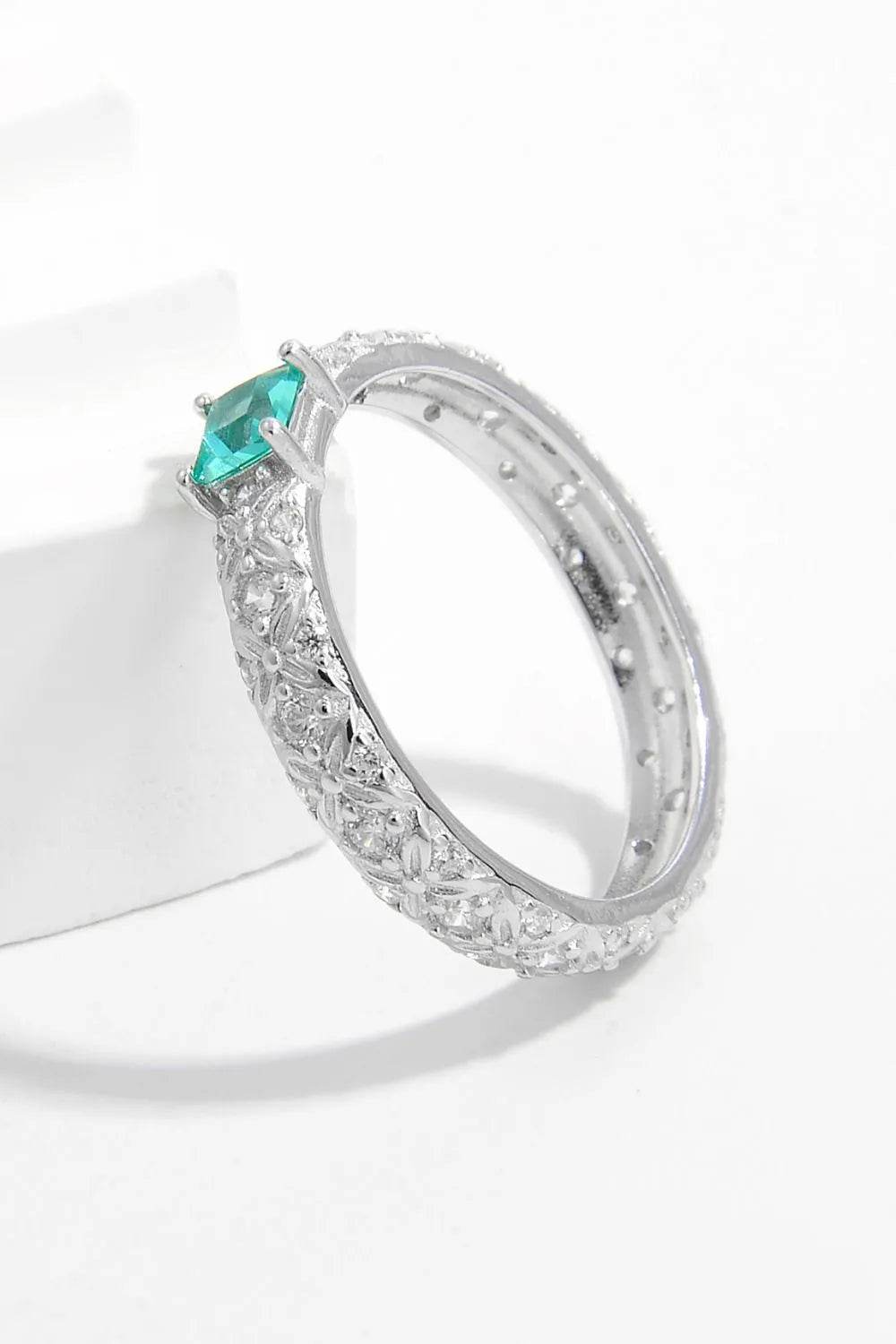 925 Sterling Silver Square Zircon Ring - Swiss Jewellers
