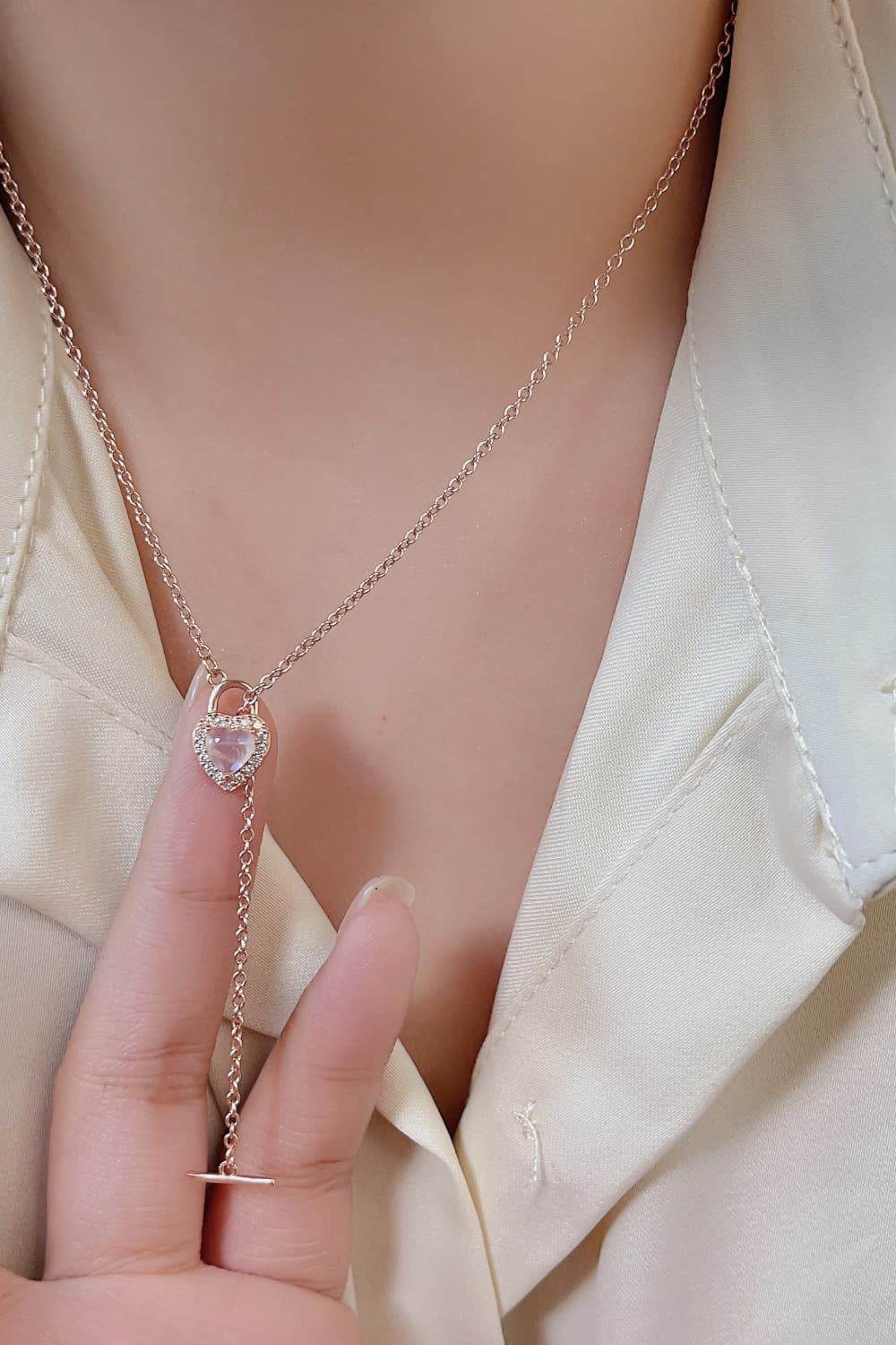 Moonstone Heart Lock Pendant Necklace - Swiss Jewellers