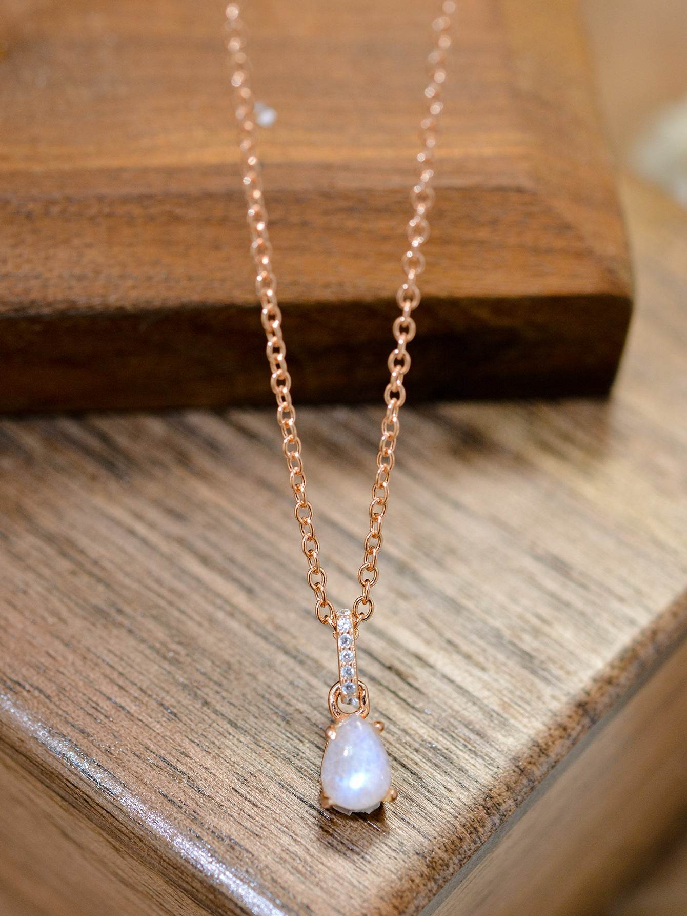 Moonstone Teardrop Pendant Necklace - Swiss Jewellers