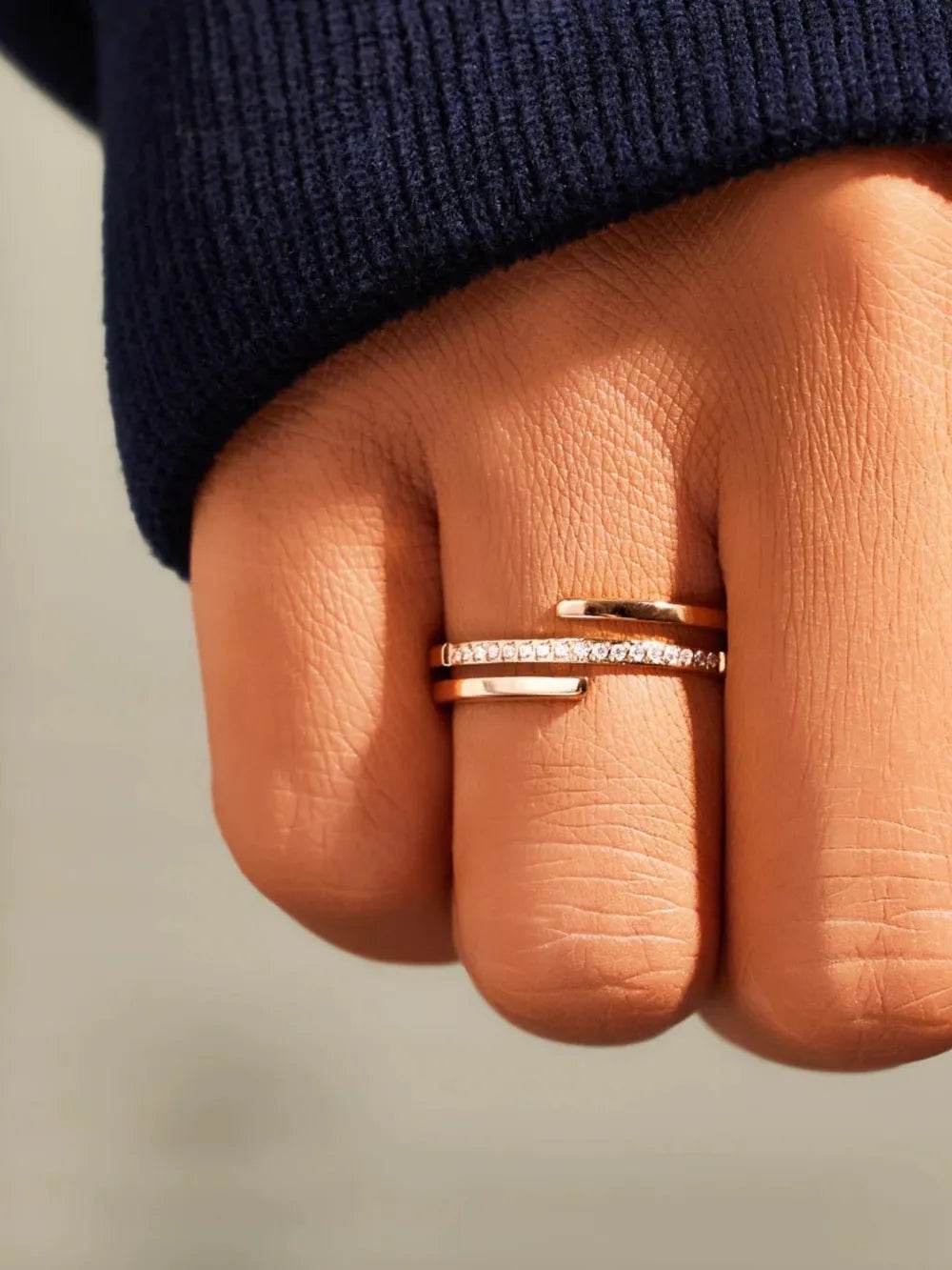 925 Sterling Silver Inlaid Zircon Ring - Swiss Jewellers