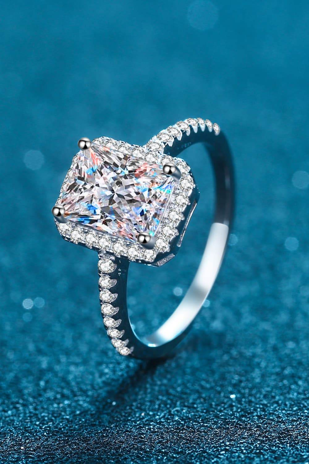 2 Carat Moissanite 925 Sterling Silver Halo Ring - Swiss Jewellers