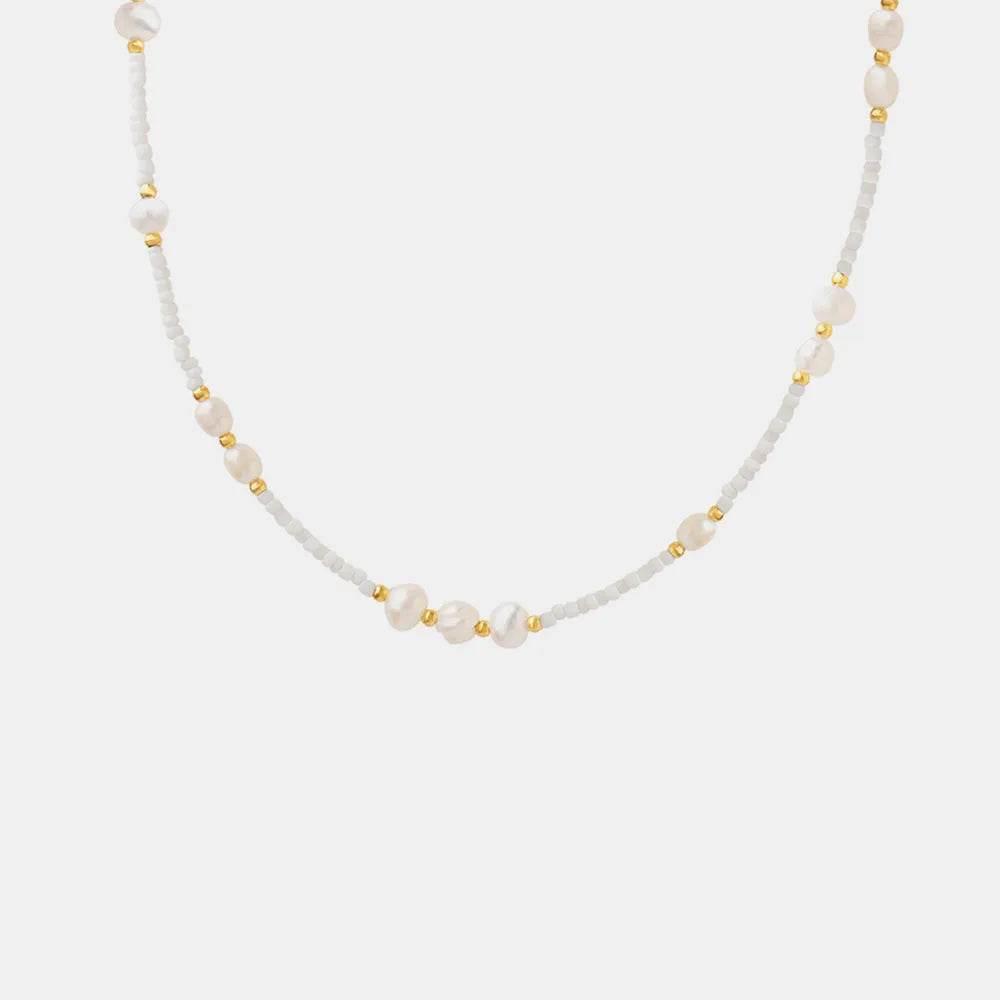 Titanium Steel Glass Bead Pearl Necklace - Swiss Jewellers