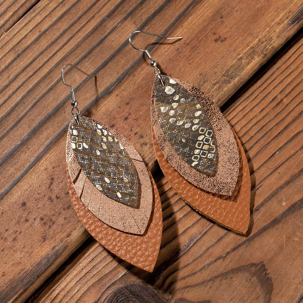 PU Leather Drop Earrings - Swiss Jewellers
