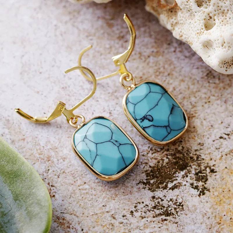 Copper Natural Stone Dangle Earrings - Swiss Jewellers