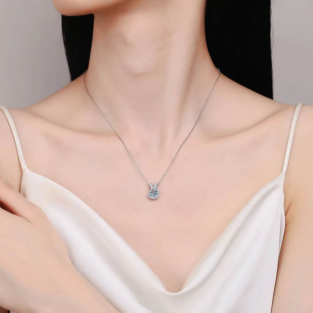 1 Carat Moissanite Rabbit Ears Shape Pendant Necklace - Swiss Jewellers