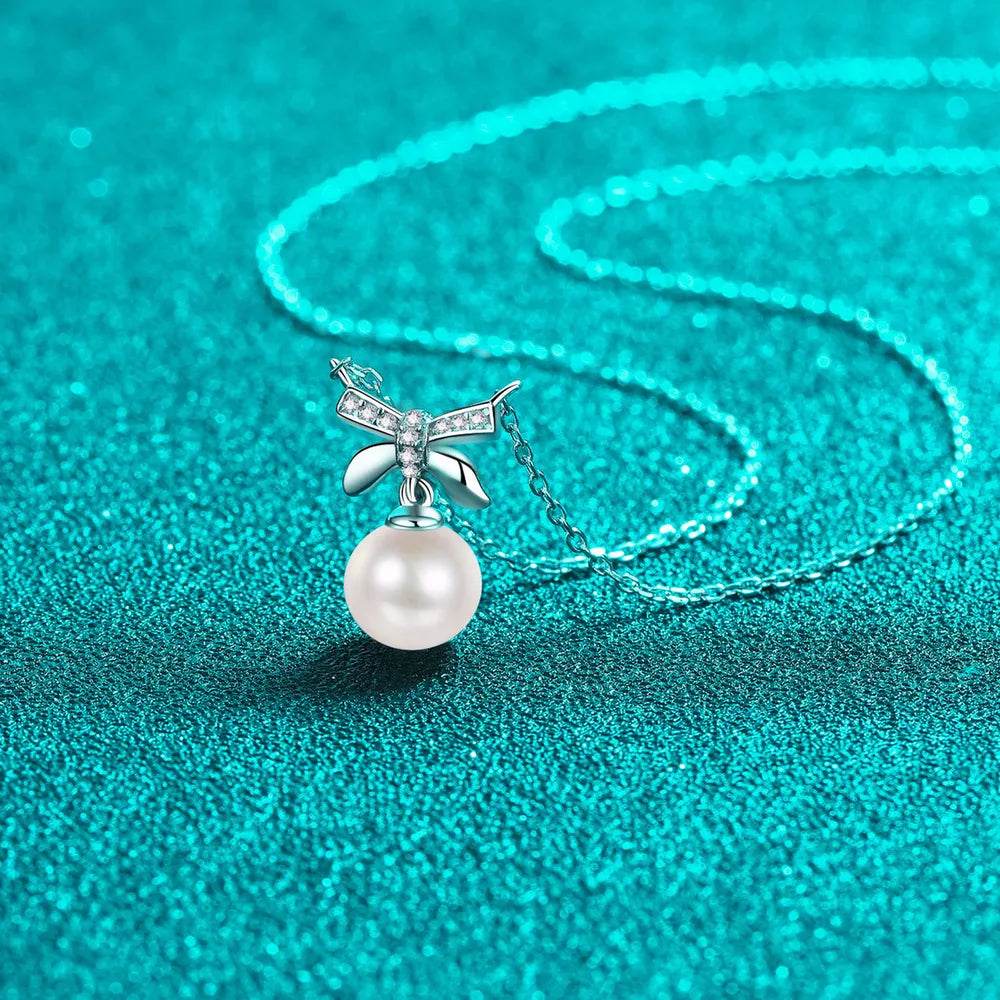 Pearl Pendant Moissanite 925 Sterling Silver Necklace - Swiss Jewellers