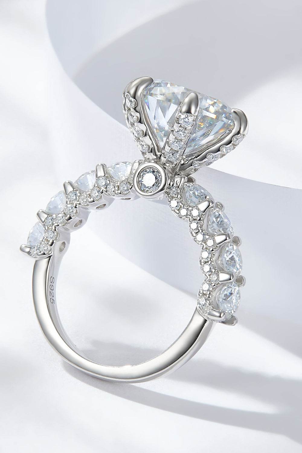3-Carat Moissanite Platinum-Plated Side Stone Ring - Swiss Jewellers