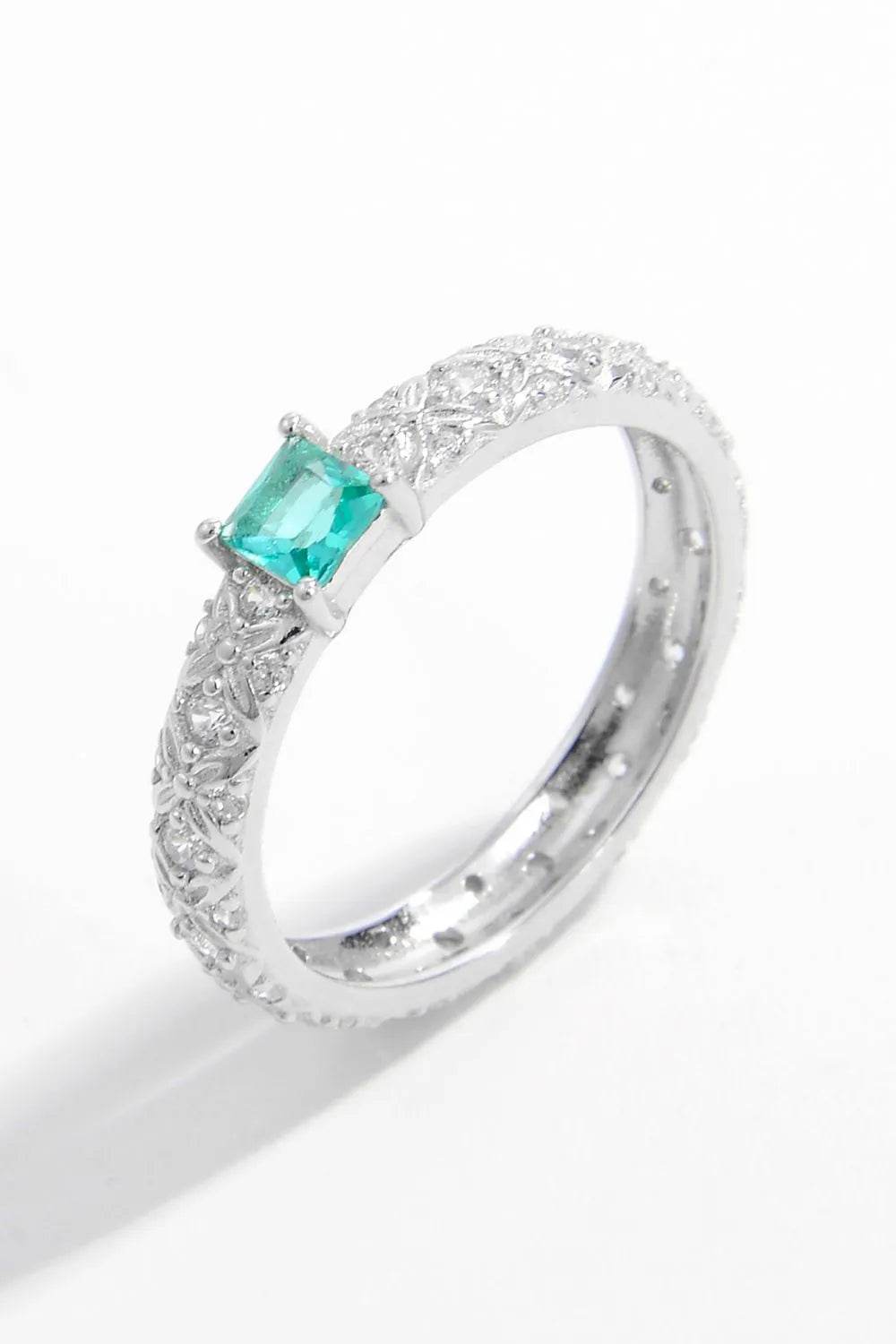 925 Sterling Silver Square Zircon Ring - Swiss Jewellers