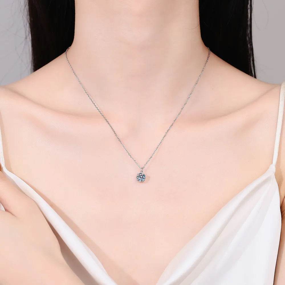 1 Carat Moissanite 925 Sterling Silver Necklace - Swiss Jewellers