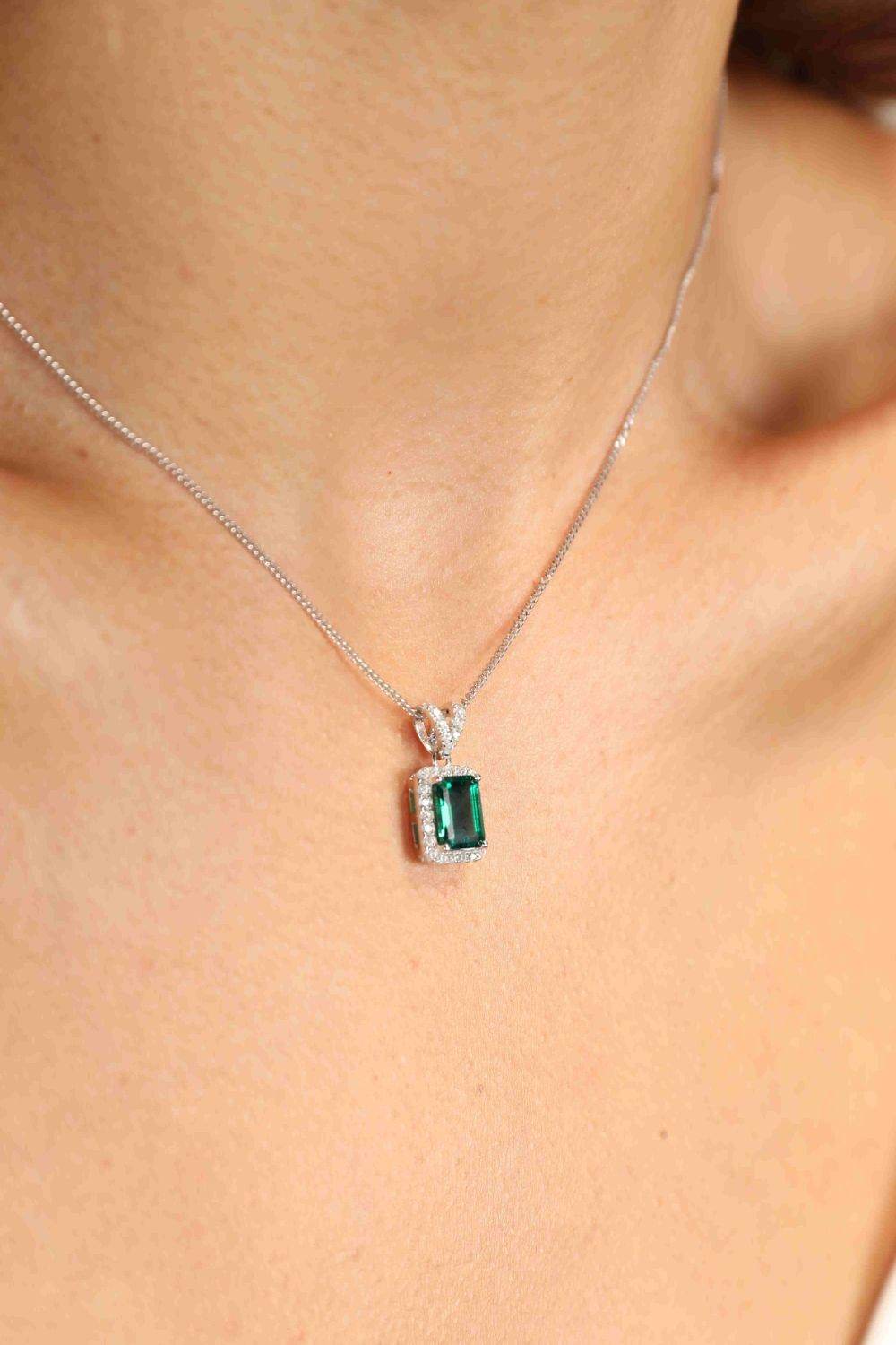 Adored 1.25 Carat Lab-Grown Emerald Pendant Necklace - Swiss Jewellers