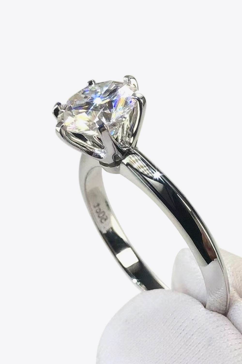 Adored 925 Sterling Silver 3 Carat Moissanite 6-Prong Ring - Swiss Jewellers