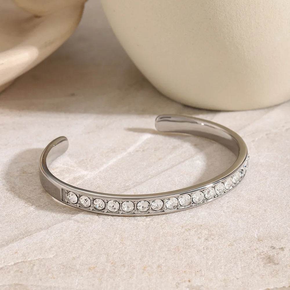 Stainless Steel Inlaid Zircon Bracelet - Swiss Jewellers