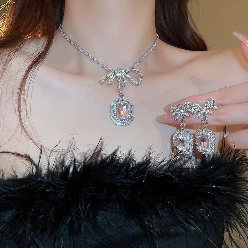 Alloy Crystal Geometric Pendant Necklace - Swiss Jewellers